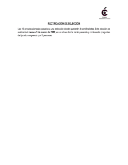 RECTIFICACI&Oacute;N DE SELECCI&Oacute;N Las 15 preseleccionadas