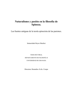 Naturalismo y pasi&oacute;n en la filosof&iacute;a de Spinoza.