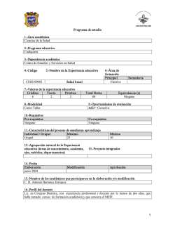 Programa de estudio 1.&Aacute;rea acad&eacute;mica Ciencias de la Salud 2