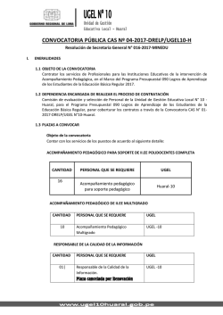 CONVOCATORIA P&Uacute;BLICA CAS N&ordm; 04-2017-DRELP/UGEL10-H