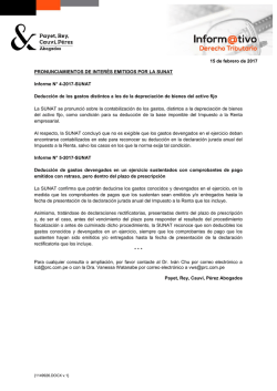 PRONUNCIAMIENTOS DE INTER&Eacute;S EMITIDOS POR LA SUNAT