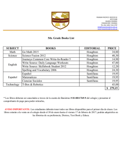 SUBJECT BOOKS EDITORIAL PRICE Math Go Math 2015