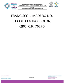 FRANCISCO I. MADERO NO. 31 COL. CENTRO, COL&Oacute;N, QRO