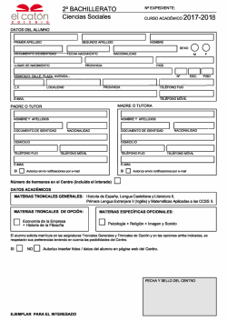 2&ordm; BACHILLERATO CIENCIAS SOCIALES