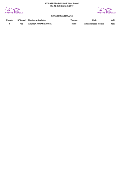 Puesto N&ordm; dorsal Nombre y Apellidos Tiempo Club A.N. 1 762