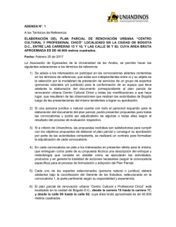 Plan Parcial de Renovaci&oacute;n Urbana Uniandinos tiene el gusto de