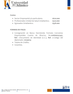 Costos &bull; Sector Empresarial y/o particulares. $620.000