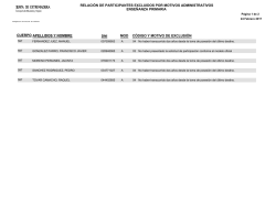 relaci&oacute;n de participantes excluidos por motivos