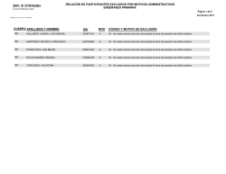 relaci&oacute;n de participantes excluidos por motivos