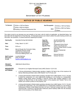 Hearing: Zoning Administration-North Valley - Los Angeles
