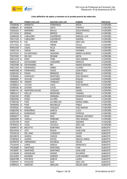 Relaci&oacute;n definitiva de aptos y exentos en la prueba previa de