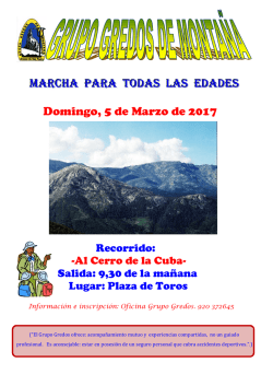 MARCHA PARA TODAS LAS Edades Domingo, 5 de Marzo de 2017