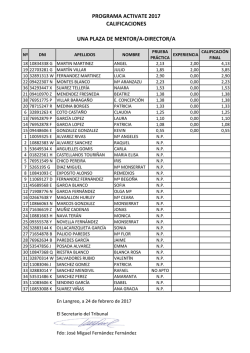2017 Resultado prueba plaza de mentor