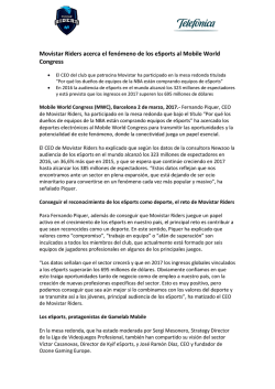 Movistar Riders acerca el fen&oacute;meno de los eSports al