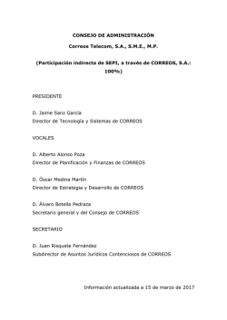 CONSEJO DE ADMINISTRACI&Oacute;N Correos Telecom, SA