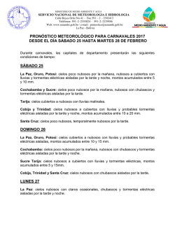 pron&oacute;stico meteorol&oacute;gico para carnavales 2017 desde el