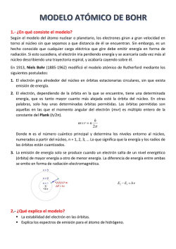 modelo at&oacute;mico de bohr