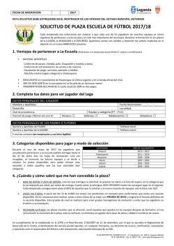 SOLICITUD DE PLAZA ESCUELA DE F&Uacute;TBOL 2017/18