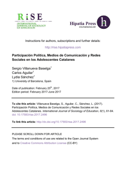 Participaci&oacute;n Pol&iacute;tica, Medios de Comunicaci&oacute;n y Redes Sociales