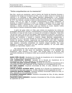 Ocho arquitectos en la memoria - Colegio de Arquitectos de Chile