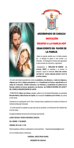 arzobispado de caracas invitaci&oacute;n desafios a la familia hoy gran