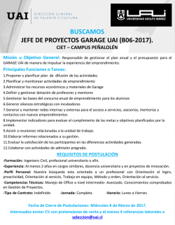 Jefe de Proyectos Garage UAI