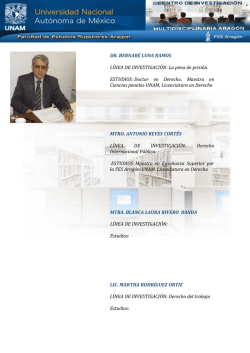 DR. BERNAB&Eacute; LUNA RAMOS L&Iacute;NEA DE INVESTIGACI&Oacute;N: La pena