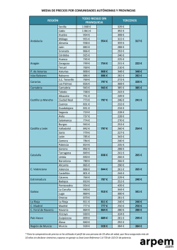 media de precios por comunidades aut&oacute;nomas y provincias