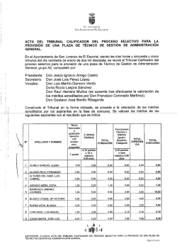 Acta I del concurso para la plaza de T&eacute;cnico de Gesti&oacute;n de