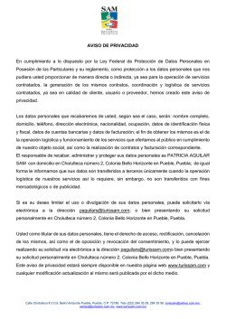 AVISO DE PRIVACIDAD En cumplimiento a lo dispuesto