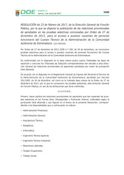 RESOLUCI&Oacute;N de 23 de febrero de 2017, de la Direcci&oacute;n