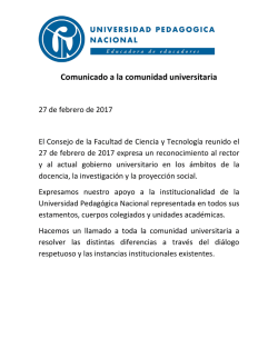 Comunicado Facultad de Ciencia y Tecnolog&iacute;a