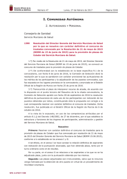 Publicaci&oacute;n n&uacute;mero 1390 del BORM n&uacute;mero 47 de 27/02/2017