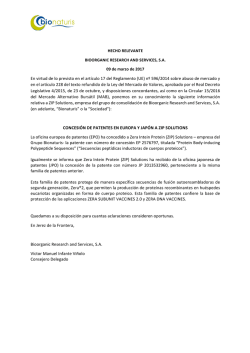 08:10 BIONATURIS Hecho Relevante: I+D