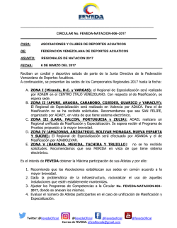 Circular FEVEDA Sedes Regionales Nataci&oacute;n 2017