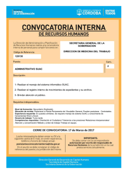 CIERRE DE CONVOCATORIA: 17 de Marzo de 2017