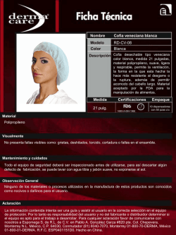 Nombre Cofia veneciana blanca Modelo Color Blanca