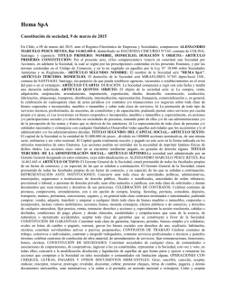(Constituci\363n de Hema SpA)