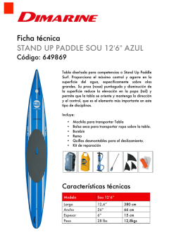 Ficha t&eacute;cnica STAND UP PADDLE SOU 12`6&rdquo; AZUL