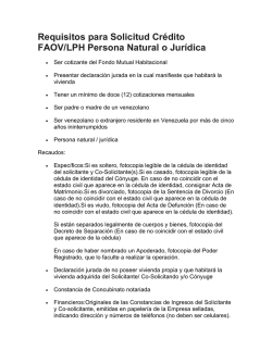 Requisitos para Solicitud Cr&eacute;dito FAOV