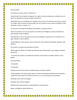 Tipos de &aacute;cidos 