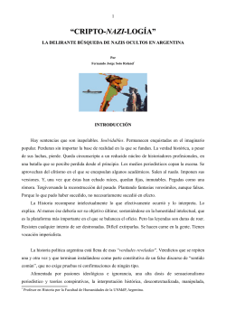 CRIPTNAZILOGIA-LOS MITOS DE NAZIS EN ARGENTINA. MI ARTICULO