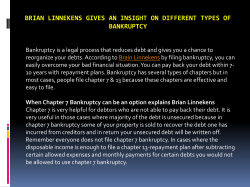 Brian Linnekens gives an insight on Different Types of Bankruptcy