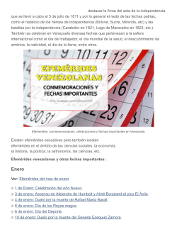 Efem&eacute;rides venezolanas, conmemoraciones y fechas patrias &ndash; Venelog&iacute;a
