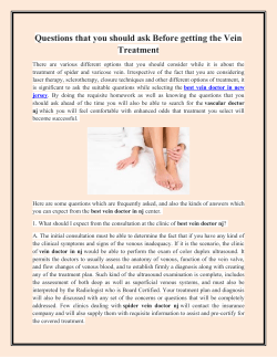 Questions that you should ask Before getting the Vein Treatment