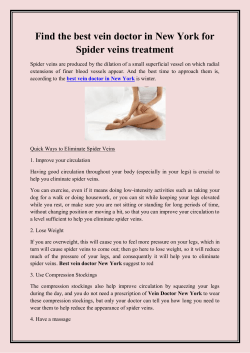 Find the best vein doctor in New York for Spider veins treatment