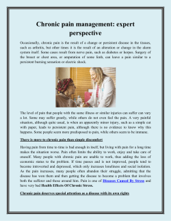 Chronic pain management expert perspective