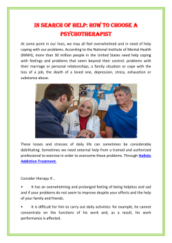 In search of help how to choose a psychotherapist